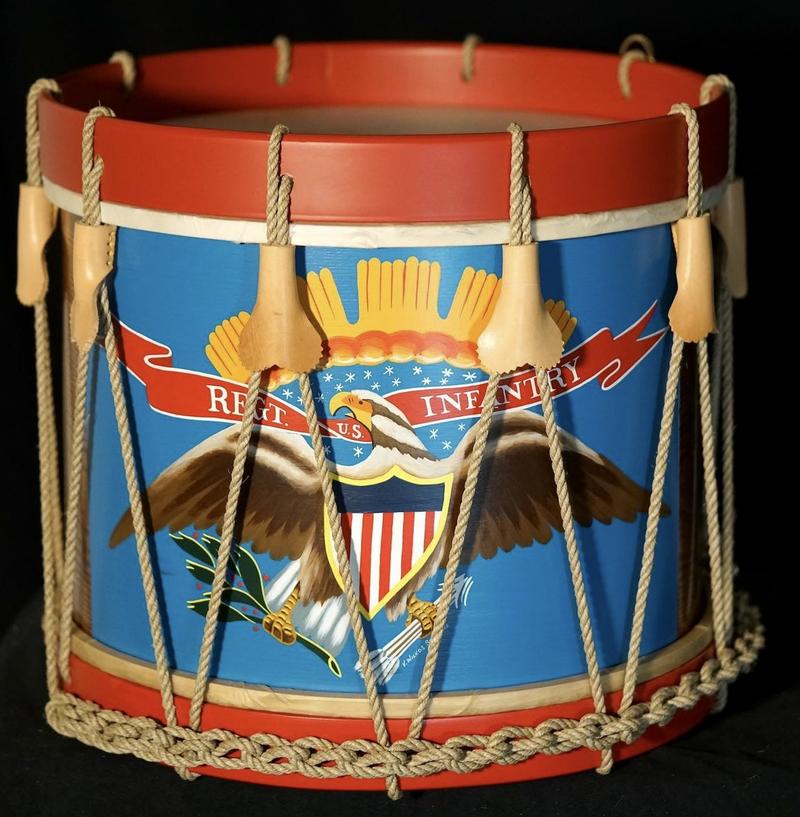 Civil War custom snare field drum "contract eagle" calfskin built by Loyal Drums