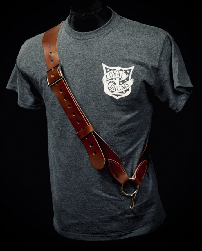 Leather Cadet Model snare drum sling by Loyal Drums